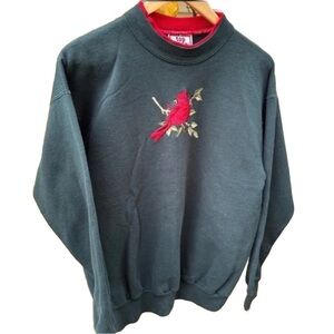 Vintage Holiday Sweatshirt with Red Cardinal Design